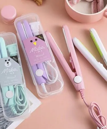 mini hair straightener compact travel-friendly ceramic plates fast heat-up