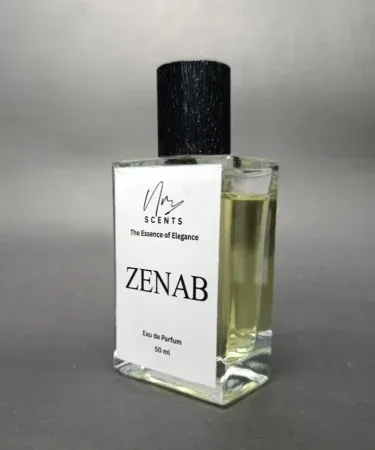 ZENAB by NR Scents 50ml perfume bottle, a luxurious and elegant fragrance for women, featuring a sophisticated design, ideal for a bold and confident statement, available with cash on delivery on Khareedo.