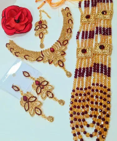 Goher Collection Golden Crystal Girls & Women's Jewelry Set with Crystal Chain - Trendy Fashion 006 from Khareedo Pakistan