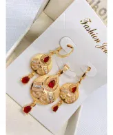 New elegant maroon zarcon locket set for girls 00010 displayed on a velvet backdrop, imagecaption=Elegant maroon zarcon locket set for girls – Model 00010,