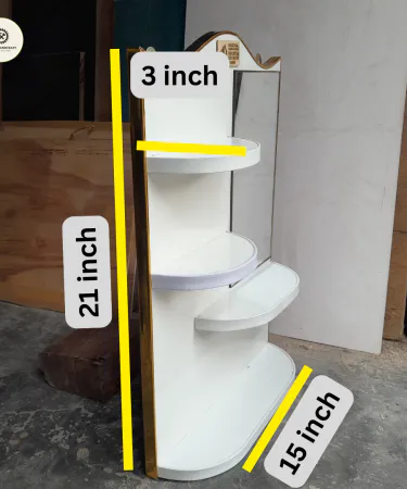 Wood Handcraft Wall Mounted Dressing Mirror with Shelves and Cosmetic Organizer**