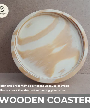 YellowPan Handcrafted Wooden Tea Coaster Set on a Coffee Table**