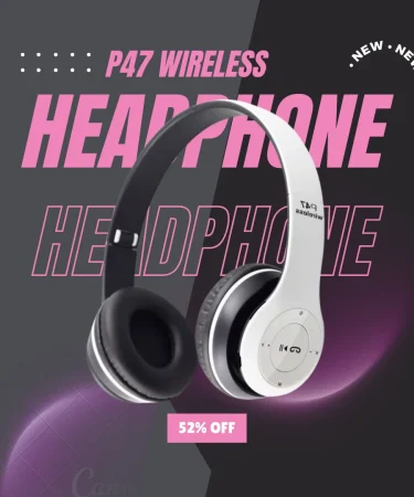 P47 Wireless Bluetooth Headphones with Hi-Fi Sound and Foldable Design**