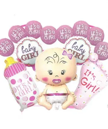 Baby boy theme balloon set featuring 30 blue and white balloons with 5 baby boy themed balloons, ideal for birthday parties and special occasions.