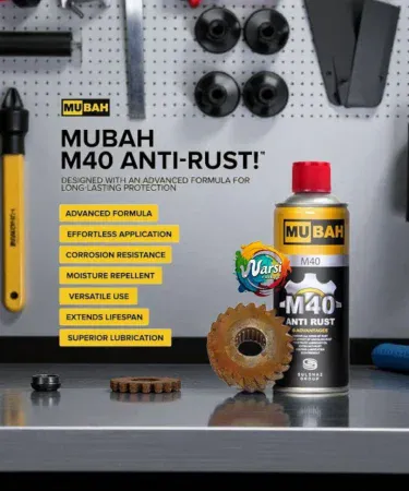 MUBAH M-40 Anti Rust Spray multi-purpose rust remover and metal protector can, ideal for preventing corrosion on various metal parts.