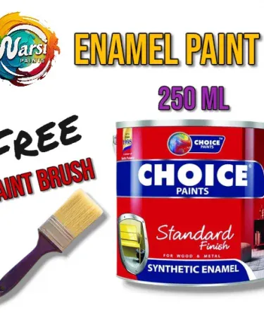 ** Colourful 250ml enamel oil paint cans for wood and metal, offering a high-gloss finish in all available colours by Khareedo.