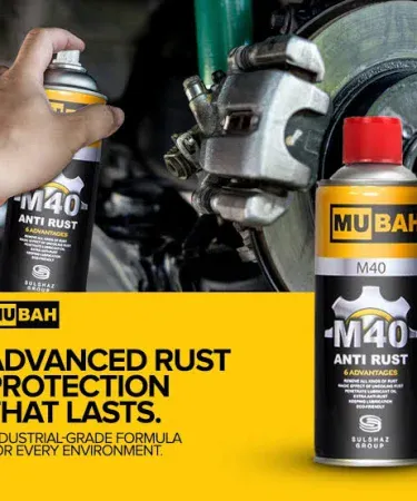 MUBAH M-40 Anti Rust Spray multi-purpose rust remover and metal protector can, ideal for preventing corrosion on various metal parts.