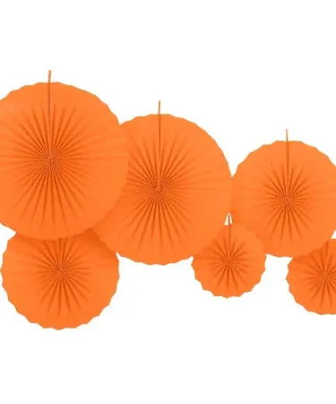 Vibrant hanging paper party fan decoration set of 6 pieces in various colors, perfect for birthday and party decor. Available on Khareedo & Kharedo Pakistan.