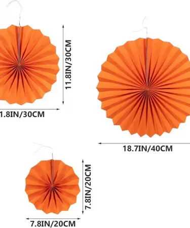 Vibrant hanging paper party fan decoration set of 6 pieces in various colors, perfect for birthday and party decor. Available on Khareedo & Kharedo Pakistan.