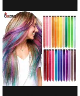 12‑piece multicolor long straight hair clip extensions pack – vibrant colors for girls and women, imagecaption=Pack of 12 multicolor long straight hair clip extensions – perfect styling accessory for any occasion.