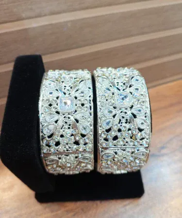 New Elegant Design Zircon 2 Pcs Bangles for women, sparkling fashion jewelry, set of two bangles, perfect for festive occasions and daily wear, available at Khareedo.pk.