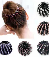 Pack of 3 sweet girls spring summer crystal hair clips with rhinestones, pastel colors, perfect ponytail holder for kids