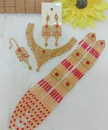 Goher Collection Golden Crystal Girls & Women's Jewelry Set with Crystal Chain - Trendy Fashion 006 from Khareedo Pakistan