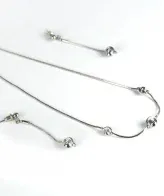 Pearlistan silver chain balls with pair of tops – shimmering women's jewellery, imagecaption=Elegant Pearlistan silver chain with locket and matching tops – perfect gift for her,