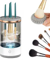 Electric Makeup Brush Cleaner – Automatic Spin Wash & Dry Machine with Silicone Cleaning Pad, portable USB rechargeable brush washing device