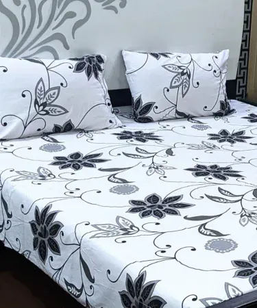 King size 100% cotton bedsheet with two matching pillow covers – soft flat sheet – Khareedo