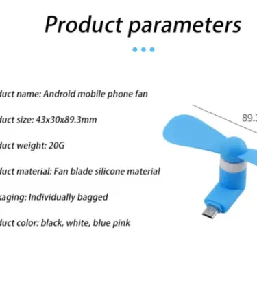 Mobile Phone Fan Android Mini Portable Flexible Micro USB Fan – compact USB powered cooling fan , imagecaption=Compact flexible USB fan for Android phones – perfect for on‑the‑go cooling ,