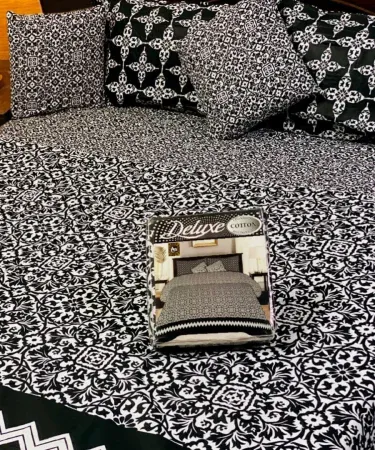 5 Pc pure cotton king size bedsheet set with 2 pillow covers and 1 cushion cover – Khareedo | Kharedo , imagecaption=Premium 5‑piece pure cotton king size bedsheet set available on Khareedo with COD service ,