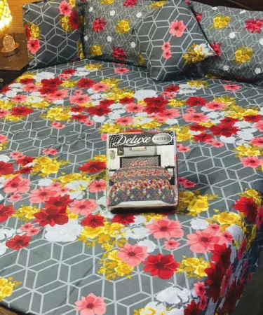 5 Pc Pure Cotton King Size Bedsheet Set with 2 Pillow Covers and 1 Cushion Cover – Khareedo | Kharedo, imagecaption=Premium 5‑piece pure cotton king size bedsheet set from Khareedo, featuring a soft double‑cotton sheet, two matching pillow covers, and one cushion cover.