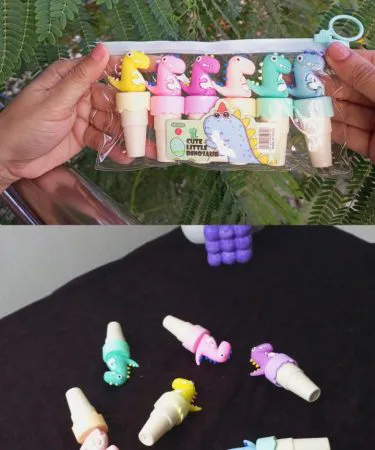 Colorful dinosaur‑shaped highlighter with bright neon colors, perfect for school notes and study sessions