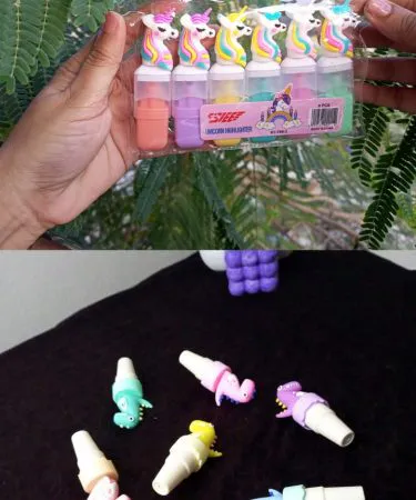Unicorn Highlighter with bright colors and whimsical unicorn design, imagecaption=Colorful Unicorn Highlighter – perfect for notes and studying.