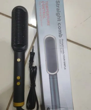 909 Hair Straightening Brush 2‑in‑1 Electric Straightener & Curler – Quick 3‑Minute Styling Comb