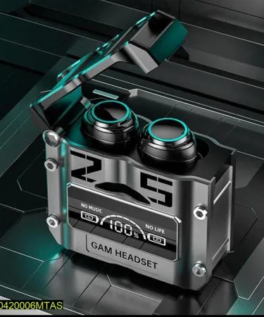 M 25 Bluetooth 5.0 wireless earbuds in black, compact ABS‑plastic design with dual mic and volume control