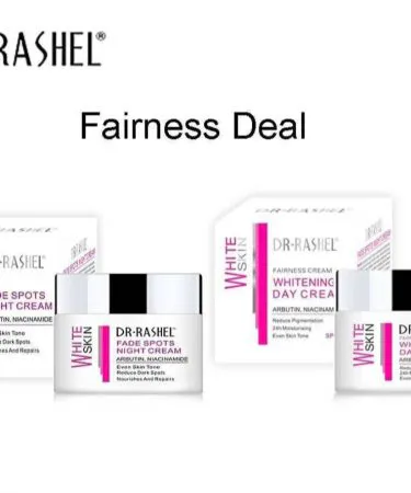 DR.RASHEL Day & Night Cream in elegant white jar with a soft glow background