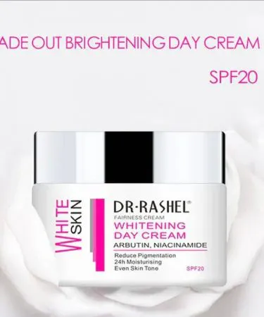 DR.RASHEL Day & Night Cream in elegant white jar with a soft glow background