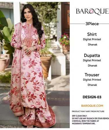 Barouqe 3‑piece luxury printed Dhanak shawl set – vibrant colors and premium fabric, imagecaption=Barouqe 3‑piece printed Dhanak shawl collection available at Style Mart with COD & Check‑on‑Delivery.