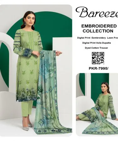 Bareeze embroidered lawn 3 pc collection with printed voil dupatta – Stylemart, imagecaption=Elegant Bareeze lawn set from Stylemart, available on Khareedo & Kharedo with COD,