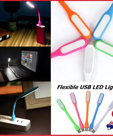 Portable USB LED Light plugged into a laptop, compact and bright illumination for study and travel
