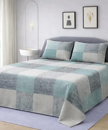 King size 100% cotton bedsheet with two matching pillow covers – soft flat sheet – Khareedo