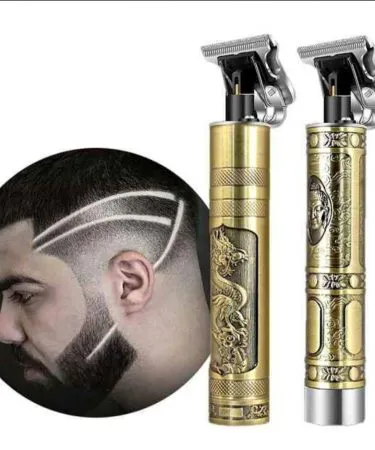 Vintage T9 Professional Hair & Beard Trimmer – full metal body with stainless steel T‑blade, USB rechargeable, low‑noise motor, includes guide combs and cleaning brush