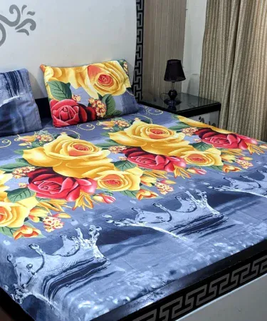 King size double bedsheet neatly folded on a modern bedroom bed, imagecaption=Premium King Size Double Bedsheet – Perfect for a Stylish Bedroom Upgrade,