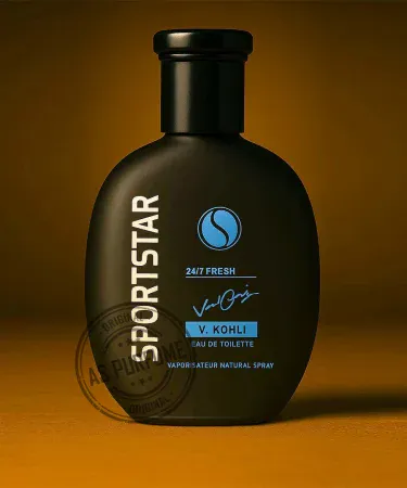 SPORTSTAR 24/7 Fresh V.Kohli Eau De Toilette perfume for men in matte black bottle, premium packaging