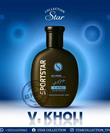 SPORTSTAR 24/7 Fresh V.Kohli Eau De Toilette perfume for men in matte black bottle, premium packaging