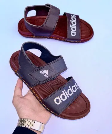 Men’s casual synthetic leather sandals in black, size 42, displayed on a white background , imagecaption=Men’s Casual Synthetic Leather Sandals – Free Delivery from Khareedo & Kharedo ,