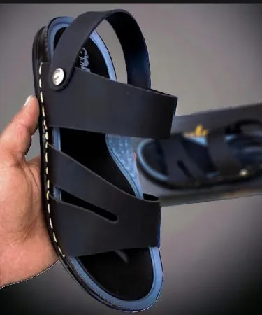 Men's Black Fancy Synthetic Leather Sandals