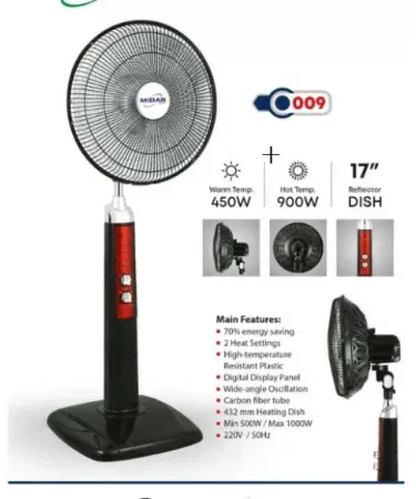 MIDAS Plus Halogen Heater with adjustable settings and safe grill**