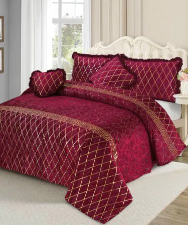 mardiian-5-pcs-fancy-platted-sweet-velvet-bedsheet-set-executive-quality-takcher-fabric-with-pillows-and-cushion**