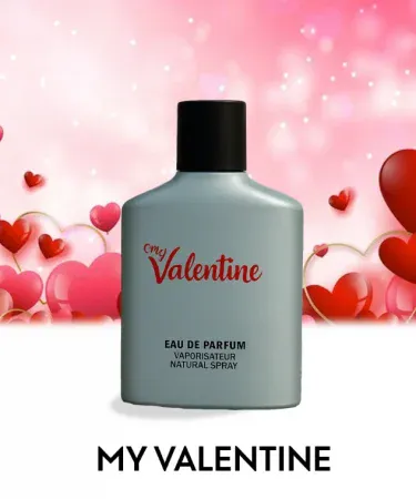 My Valentine – Eau Da Parfum 100ML luxury perfume bottle on elegant background, imagecaption=My Valentine Eau Da Parfum 100ML – perfect romantic gift,