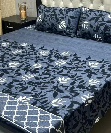 King size double bedsheet neatly folded on a modern bedroom bed, imagecaption=Premium King Size Double Bedsheet – Perfect for a Stylish Bedroom Upgrade,