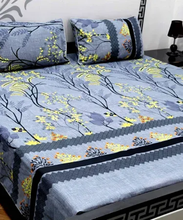 King size 100% cotton bedsheet with two matching pillow covers – soft, breathable, premium quality,