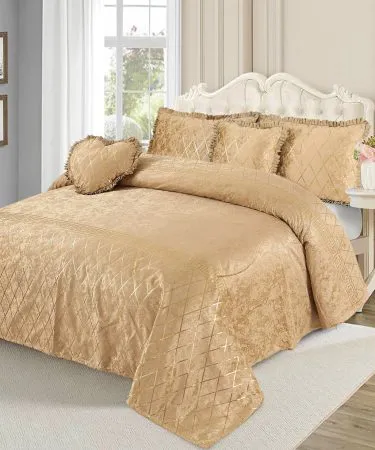 mardiian-5-pcs-fancy-platted-sweet-velvet-bedsheet-set-with-pillows-and-cushions**