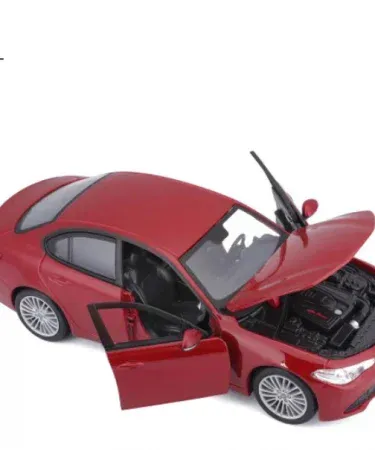 BBURAGO Alfa Romeo Giulia 1:24 scale diecast model car – official licensed, detailed interior, opening doors, red color , imagecaption=BBURAGO Alfa Romeo Giulia 1:24 Diecast Model – realistic collectible toy for kids and enthusiasts ,