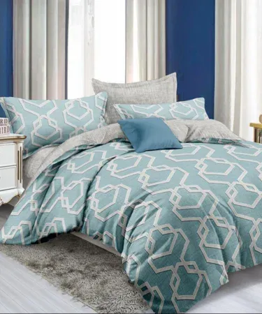 King size double bedsheet set with two plush pillows, luxurious soft fabric, perfect for a stylish bedroom in Pakistan