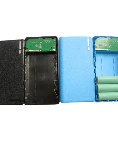 6×18650 Power Bank Case with dual USB ports and LED indicator – DIY battery holder, imagecaption=6*18650 Power Bank Case – Dual USB DIY Battery Storage Box.