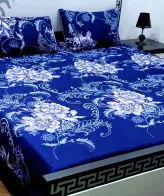 King size double bed sheet with two matching pillow covers – premium cotton bedding set, imagecaption=Premium king size double bed sheet with 2 pillow covers – available at Khareedo & Kharedo ,