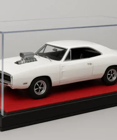 1:24 1970 Dodge Charger R/T Fast & Furious diecast model with openable doors in premium glass display box